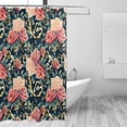 thumbnail image 2 of Rateoe Rose Flowers Shower Curtain - Fancy Bathroom Shower Curtain Sets - Waterproof Shower Curtain with Hooks with 12 Plastic Hooks 72x72 Inches, 2 of 5