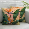 thumbnail image 3 of Creowell Short Plush Pillow Covers Tropical Flower Throw Pillows, Bird of Paradise Outdoor Pillowcase Hawaii Themed Green Palm Leaf Cushion Case Decor for Home Sofa Couch Bed White, 3 of 5