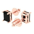 thumbnail image 2 of 14K Solid Gold Screw Back Stud Earrings for Women | 1 cttw Emerald Cut Natural Onyx | Rose Gold, 2 of 5