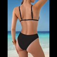 thumbnail image 4 of Conjunto de Bikini de Dos Piezas para Mujer, Escote en V, Cintura Baja, , Control de Abdomen, Ropa de Playa, Moda 2025, Negro, Talla M, 4 of 6