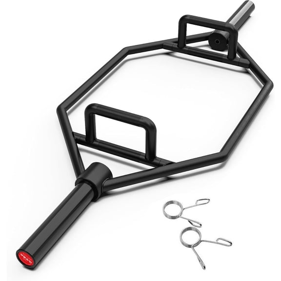 1000Lbs Weight Capacity Olympic Hex Bar,Steel Hex Bar for Home Gym, Trap Bar 56" Chrome Finish Hex Weight Lifting Bar Deadlift Bar with Two-Handle, for Squats, Deadlifts, Shrugs Power Pulls
