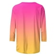 thumbnail image 5 of UAMVSH Tops for Women Trendy Summer Fall 3/4 Sleeve Crew Neck Shirts Pleated Front Gradient Printed Casual Blouses Clothes(Small,Hot Pink), 5 of 6