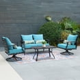 thumbnail image 3 of Aoodor 23" x 26" Patio Chair Cushions Set, Memory Foam Outdoor Deep Seat Cushions (1 Seat, 1 Back, 1 Lumbar Pillow) - Blue, 3 of 8