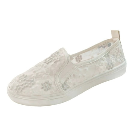 Blphud Formal Shoes Women Summer Shoes for Women 2024 Casual Dress Sandals Ladies Casual Floral Pattern Hollow out Breathable Mesh Large Size Lightweight Non Slip Casual Shoes Walking Shoes Silver 38