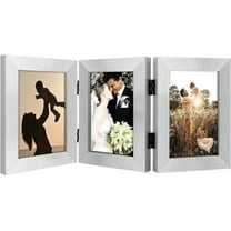Golden State Art 3-Opening 4x6 Trifold Hinged Desk Top Family Picture Collage Frames, Silver, 1 Pack