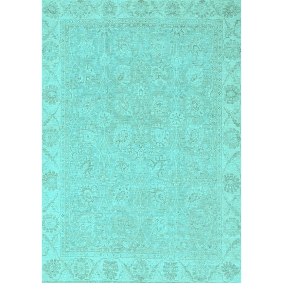 Ahgly Company Indoor Rectangle Abstract Light Blue Modern Area Rugs, 5' x 7'