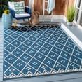 thumbnail image 2 of SAFAVIEH Courtyard Neville Geometric Trellis Indoor/Outdoor Area Rug, 6'7" x 9'6", Navy/Light Beige, 2 of 10