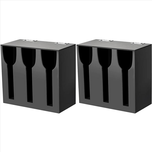 2X Dispensador de Utensilios de Acrílico, Organizador de Cubiertos con 3 Compartimentos, Soporte Negro para Cubiertos, Cubiertos de Plástico