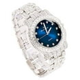 thumbnail image 4 of Bling-ed Out Silver Round Luxury Mens Watch w/Bling-ed Out Cuban Bracelet - Cuban (DXB Silver Magic Blue), 4 of 5