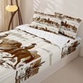 thumbnail image 3 of Homewish Vintage Desert Cowboy Zipper Twin Comforter Sets with Fitted Sheet and 2 Pillowcases,Cactus Horse Western Strip Zipper Bedding Set,Reversible,4pcs, 3 of 7
