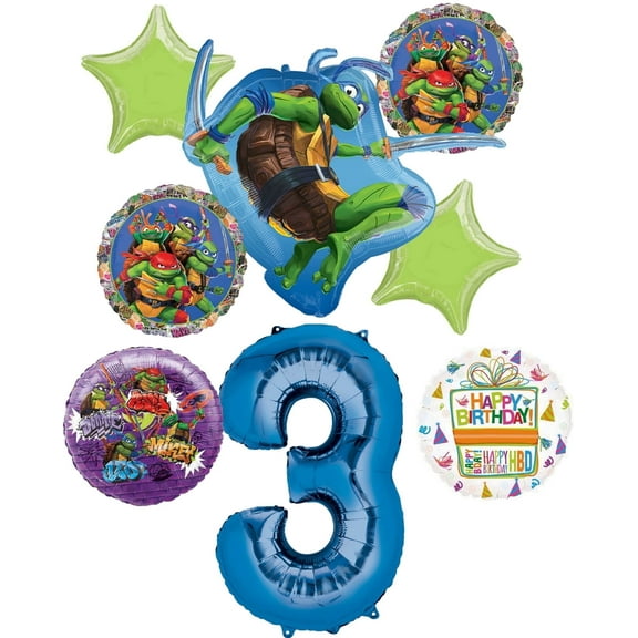 Teenage Mutant Ninja Turtles 3rd Birthday Party Supplies and TMNT Balloon Bouquet Decorations