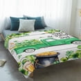 thumbnail image 4 of St. Patrick's Day Blanket Soft Cozy Warm Throw Blanket for Couch, Plush Fuzzy Flannel Fleece Blankets for Sofa, Green Truck Lucky Shamrocks Rustic Wooden Bed Blankets Gifts for Men, 40"x50", 4 of 9