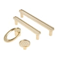 thumbnail image 1 of Manija de oro redondo / anillo mando moderno raya tira de zinc aleación decoración plaid fino grano decoración puerta cajón gabinete cocina baño, 1 of 7