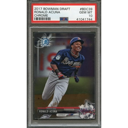 2005 Bowman Chrome Football Card - 2017 bowman draft chrome #bdc39 RONALD ACUNA atlanta braves rookie card PSA 10