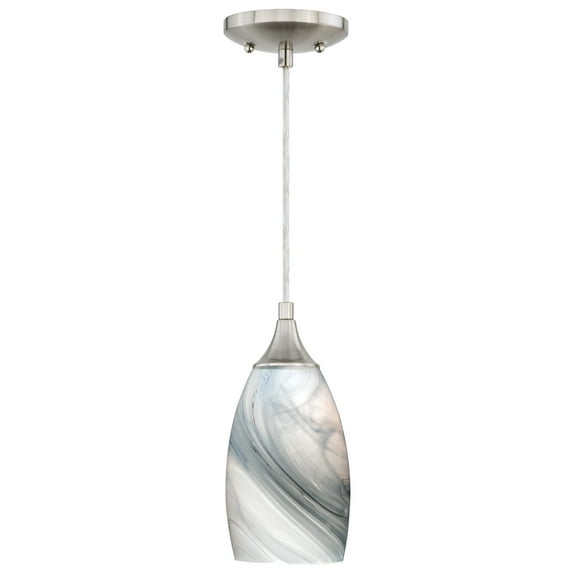 Milano Satin Nickel Mini Pendant Ceiling Light Gray White Glass