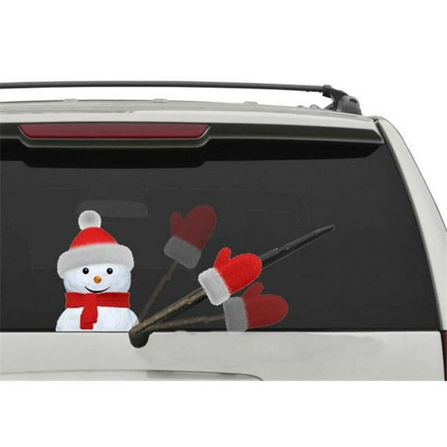 5 Star Super Deals 4036776 Rear Vehicle Car Window Moving Wiper Blade Tag Decal Sticker - Christmas Snow Man Moving Hand Tag