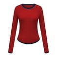 thumbnail image 5 of aidice Shirts for Women Casual Crewneck Long Sleeve Tee Shirts Comfy Slim Fitting Color Block Tops, 5 of 5