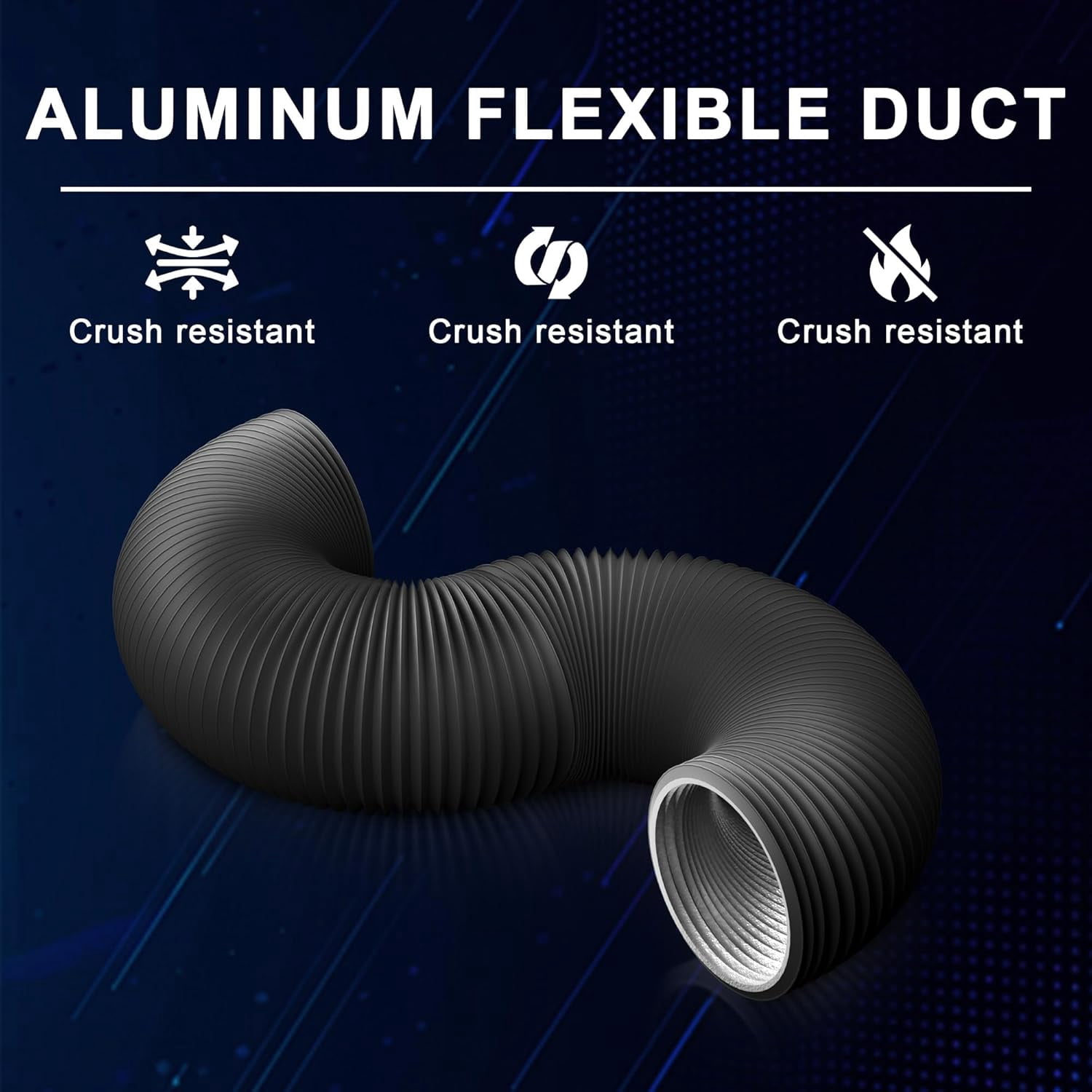 MKEUDQ-4 Inch 8ft Aluminum Ducting-4 Layer Protection Dryer Vent Hose for HVAC Heating Cooling Ventilation and Exhaust, 2 Clamps Included