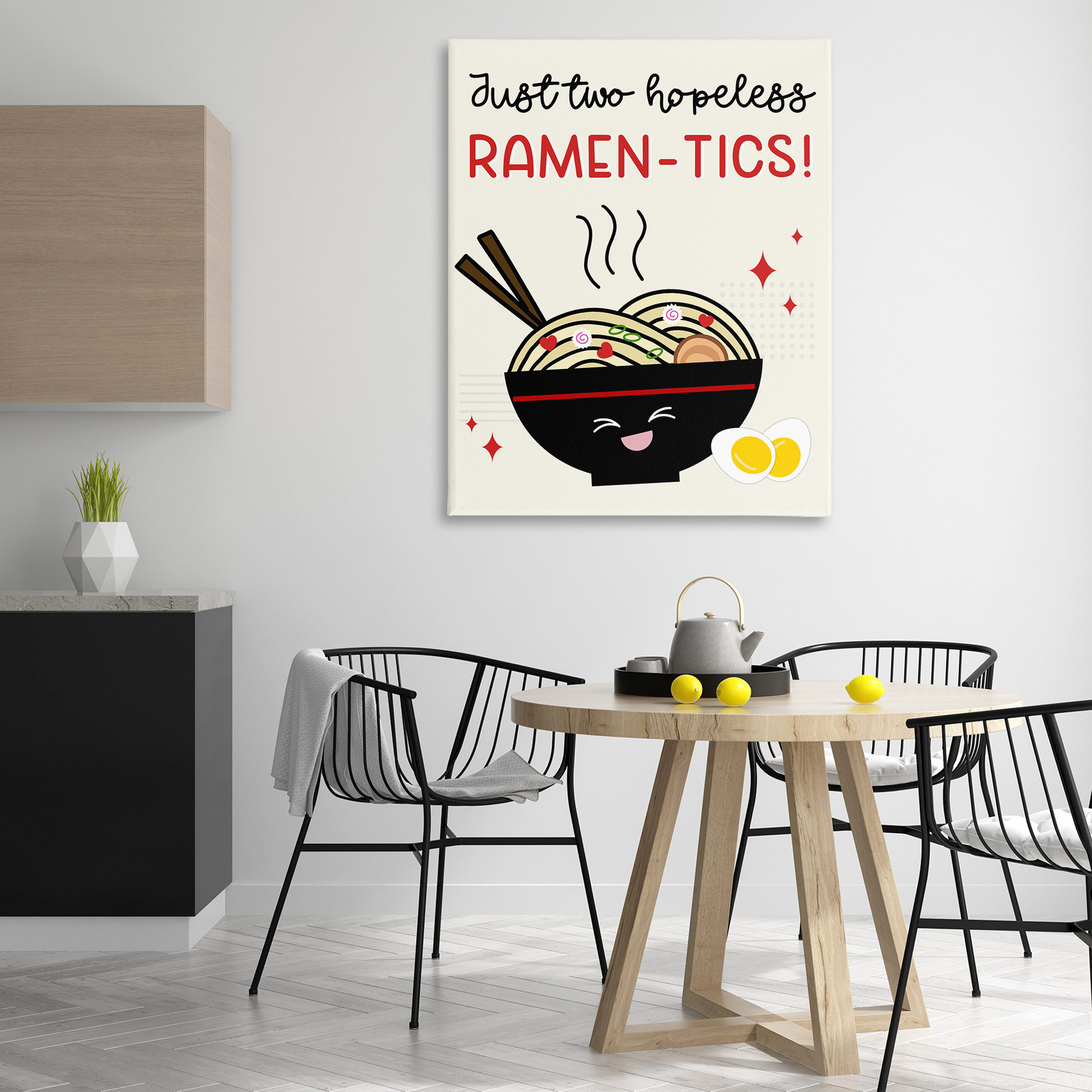 Stupell Industries Two Hopeless Ramen-tics Food & Beverage Painting Wrapped Canvas Art Print Wall Art, 36 x 48