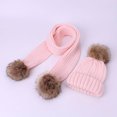 thumbnail image 2 of Zwiiyzr Boys And Girls 2-6 Years Fashion Solid Color Cute Outdoor Warm Knit Pompom Hat Scarf Set Pink, 2 of 7