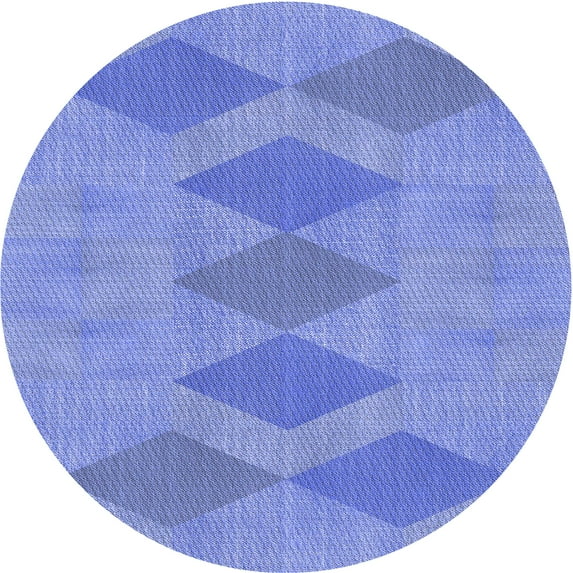 Ahgly Company Indoor Round Patterned Denim Blue Area Rugs, 3' Round
