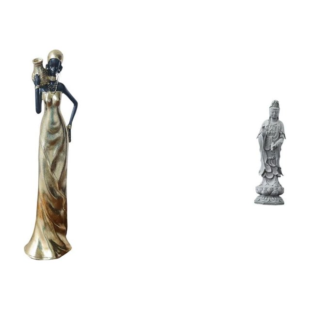 Figura de mujer africana, estatua de dama tribal africana, estatua de Guan Yin, adorno de resina, artesanía hecha a mano, ideal para el hogar, la ofic