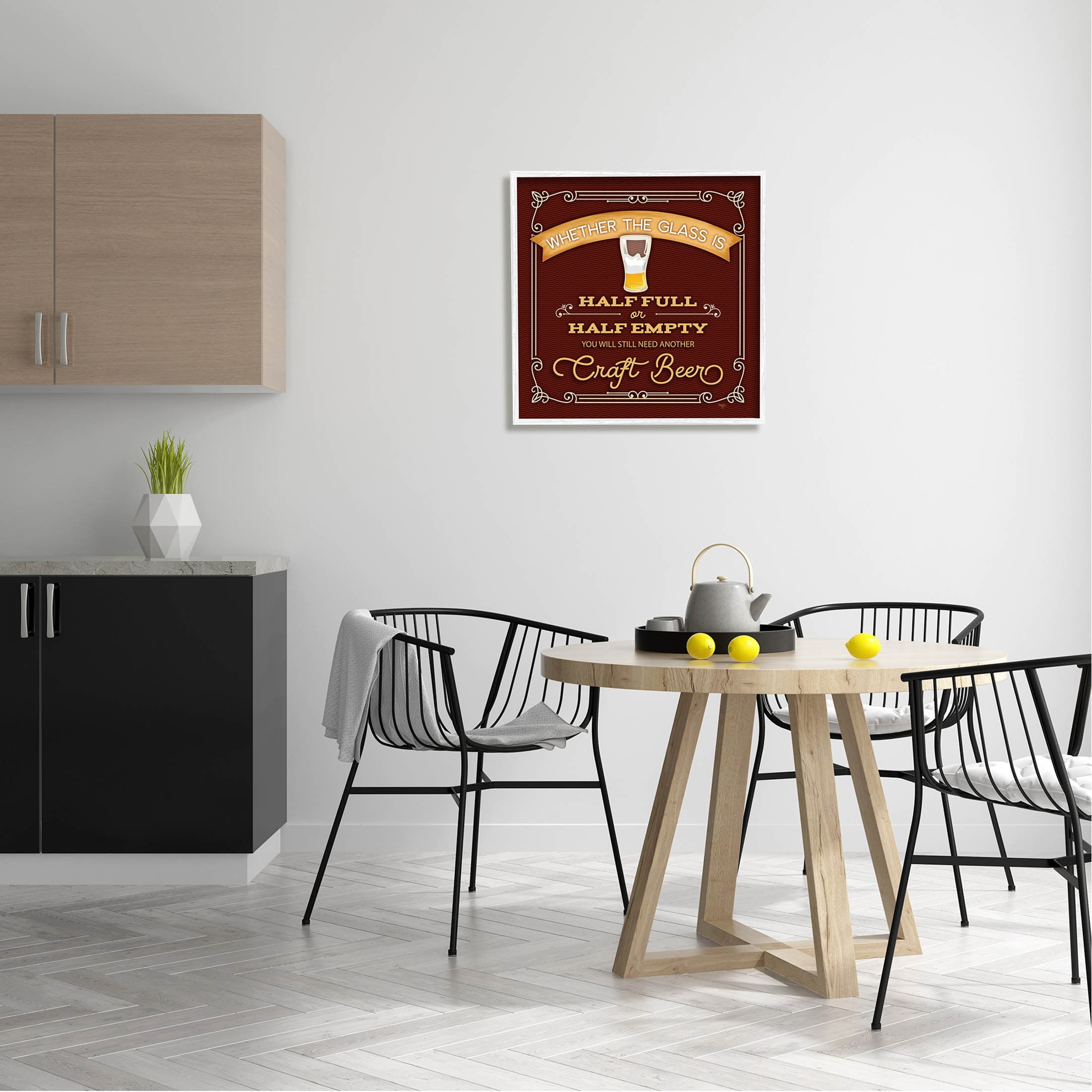 Half Full Or Empty Craft Beer Food & Beverage Graphic Art White Framed Art Print Wall Art