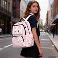 thumbnail image 5 of FUIALDOLG Pink Cat Paw 17" School Bag, Durable Lightweight Multi Pocket Backpack for Elementary and High School Travel, 5 of 6