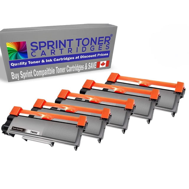 Cartouches de Toner Noires Compatibles Brother TN660 Rendement Élevé Lot de 5