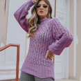 thumbnail image 2 of Vedolay Pullover Sweaters for Women 2023 Solid Turtleneck Sweatshirt Long-Sleeve Pullovers Purple,XL, 2 of 5