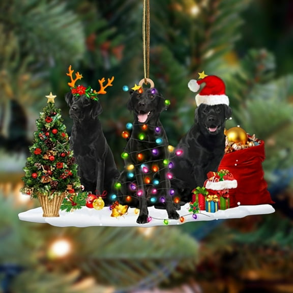 Acrylic 2D FLAT Black Labrador Retriever-Christmas Dog Friends Hanging OrnamentChristmas Dog Friends Hanging Ornament