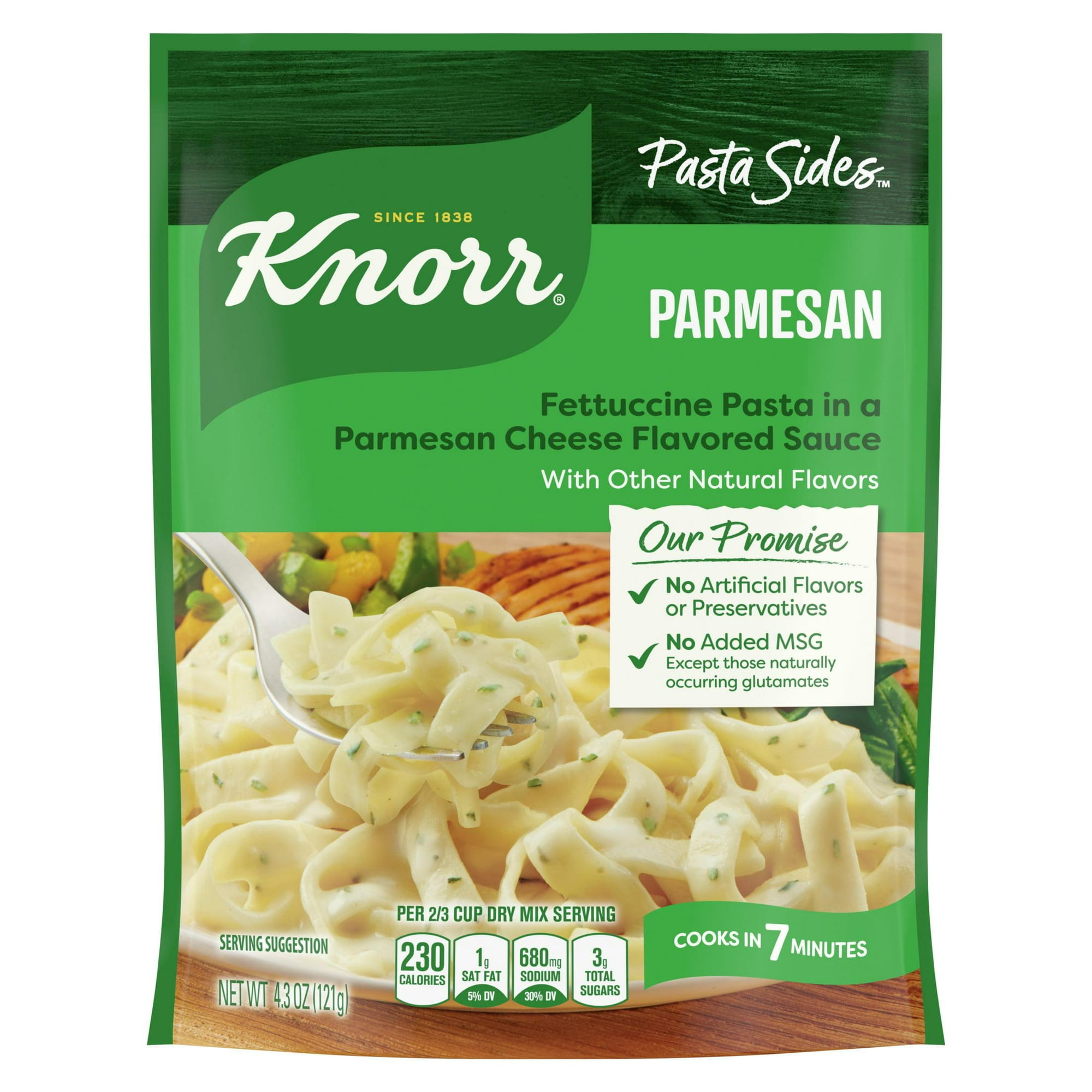 Knorr No Artificial Flavors Parmesan Pasta Sides, 7 Minute Cook Time, 4.3 oz