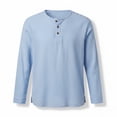 thumbnail image 4 of Xdegoge Casual Long Sleeve Henley Shirt for Men Round Neck Button Front Lightweight Top Loose Rolled Sleeve Casual Soft Breathable Tops Daily Solid Color Essential Shirts, 4 of 5