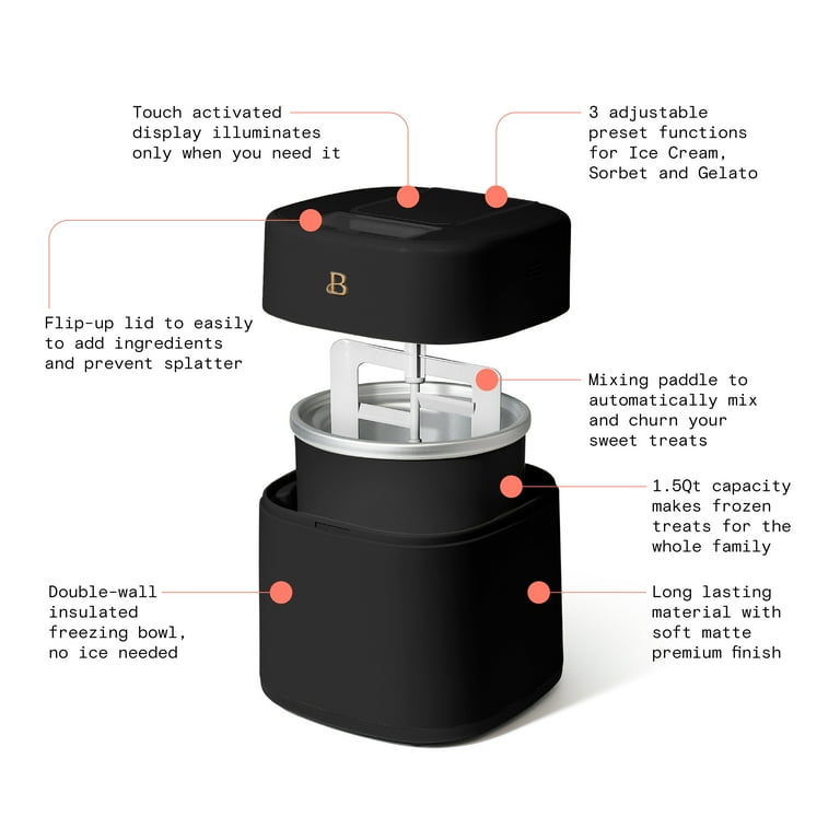 Beautiful 1.5 Qt Ice Cream Maker with Touch Activated Display