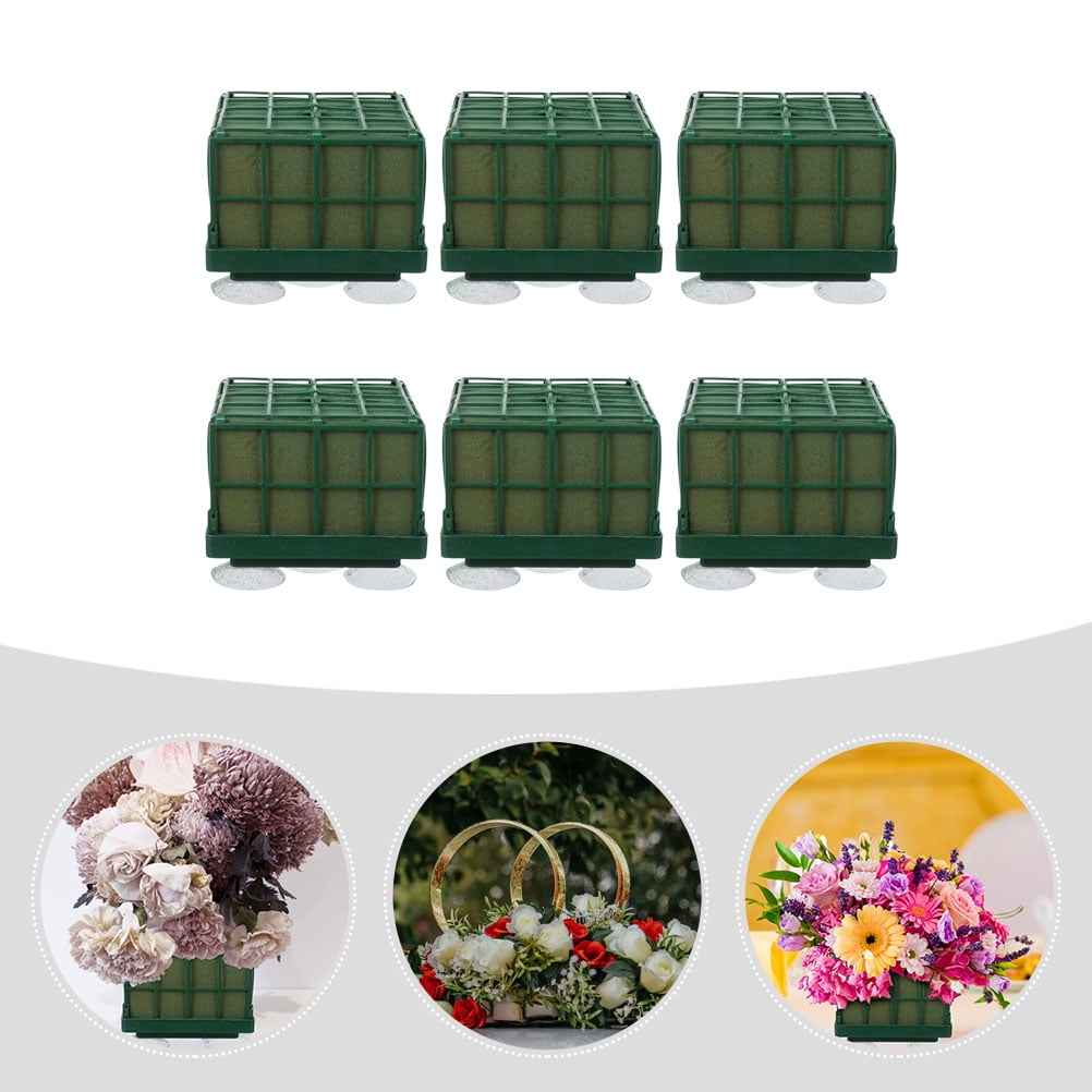 Phenofice Floral Arranging Supplies Green Plastic for Women Anniversary 6Pcs 4.3x4.3x3.5in