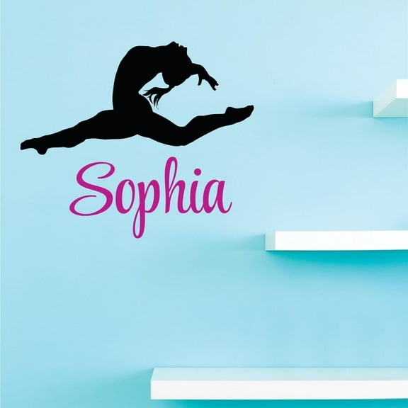 Personalized Name Vinyl Decal Sticker Custom Initial Wall Art Personalization Decor Sticker Ballet Ballerina Gymnastics Teen Girl Bedroom 10 Inches X 10 Inches