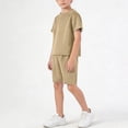 thumbnail image 6 of YUSIM Boys Active Outfits Set- Quick Dry Summer Loose Short Sleeve Shirts and Shorts Kids Activewear Coffee Size 8, 6 of 7