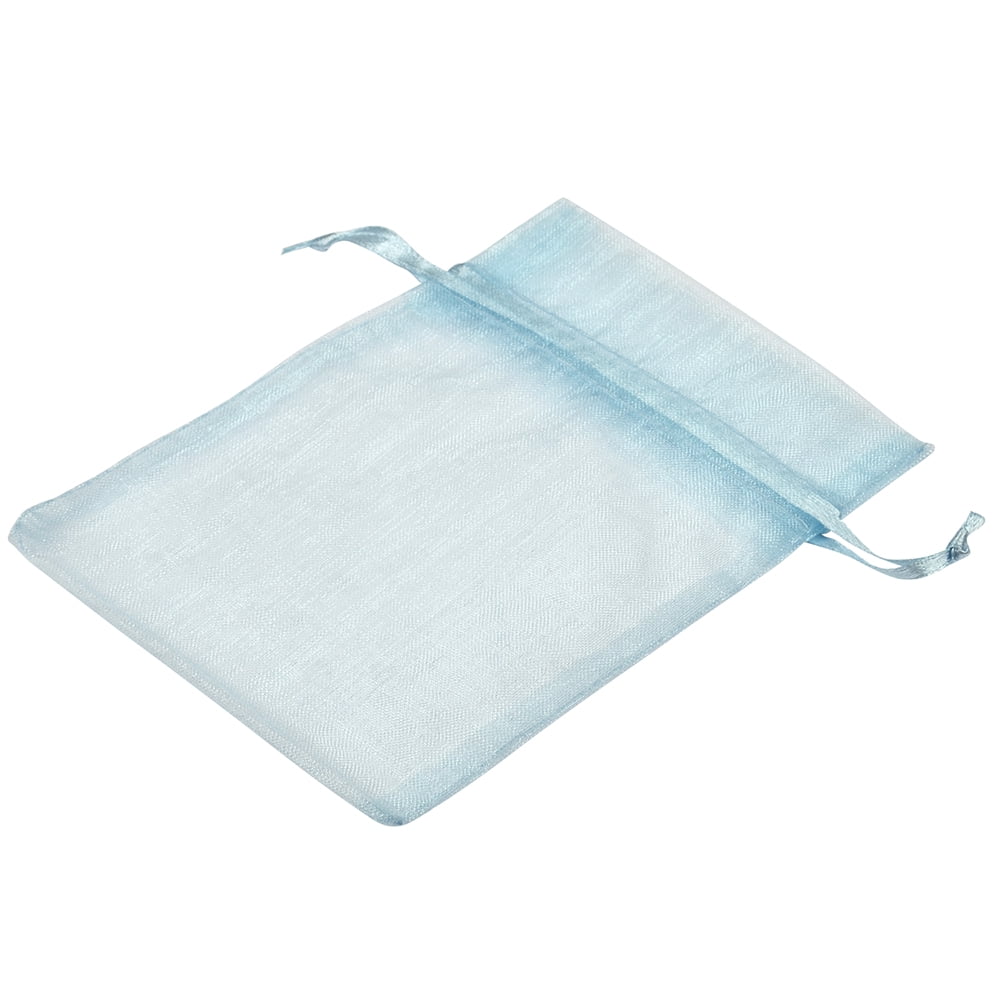 JAM Paper Sheer String Tie Gift Bags, Baby Blue, 4 x 5.5, 12/Pack