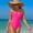 Pink, variant on New New Sexy High Waist Drawstring One-piece Bikini Women's Swimsuit Solid Gathered Bikini Summer Backless Swimwear Beach Wear