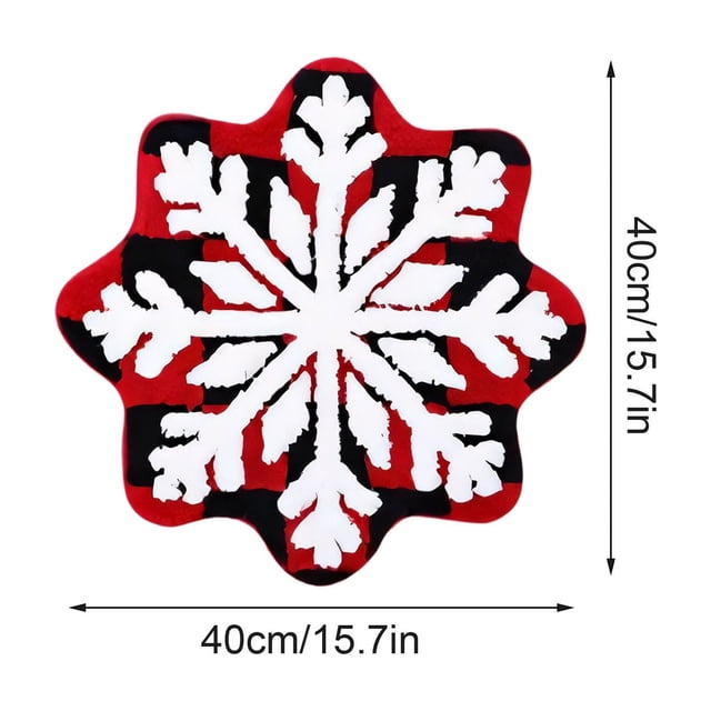 Snowflake Rug, Christmas Decorative Mat, Non-Slip Washable Holiday Floor Mat, Soft Plush Low-Profile Area Rug for Bedroom Bedside, Entryway, and Bathroom