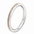 thumbnail image 3 of White Sterling Silver Ring Band Stackable Expressions Pink-plated Channeled, 3 of 5