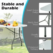 6 Foot Folding Table with Carrying Handle, plastic fold table, with Sturdy Steel Frame for Indoor Outdoor Camping, Picnic and Party, White