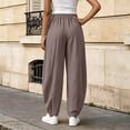 thumbnail image 7 of Womens Cotton Pants High Waist Baggy Barrel Loose Fit Boho Pants Summer Beach Vacation Trousers with Pockets, 7 of 7