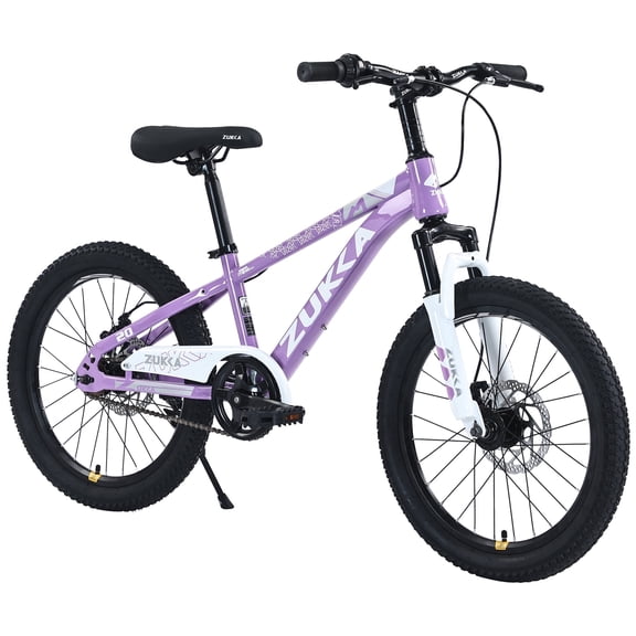 Juuar 20" Kids Mountain Bike for 7 8 9 10 Years, Single Speed Disc Brake Girls Bike with Suspension Fork, Lightweight Steel Frame MTB Bicycle for Birthday Gifts, Purple