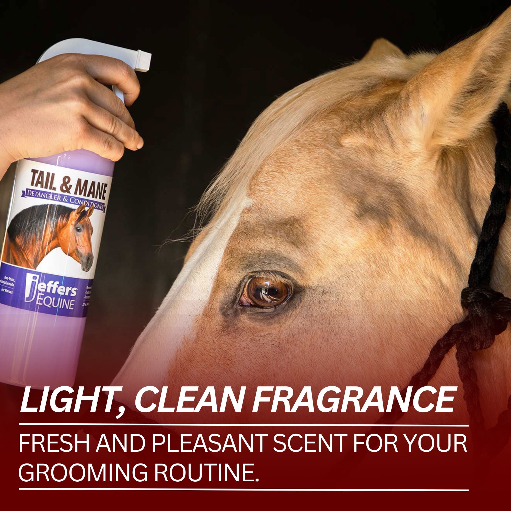 Jeffers Equine Tail & Mane Detangler & Conditioner for Horses, 128 oz Gallon – Soap Free, Non Greasy Formula, Helps Loosen Knots & Tangles, Frizz Control, Soft Silky Shine, Fresh Scent, Made in USA