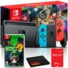 Nintendo Switch (Neon Blue/Red) + Mario Kart 8 Deluxe + Luigi's Mansion 3 + 3 Month Online Membership + 6Ave Cloth