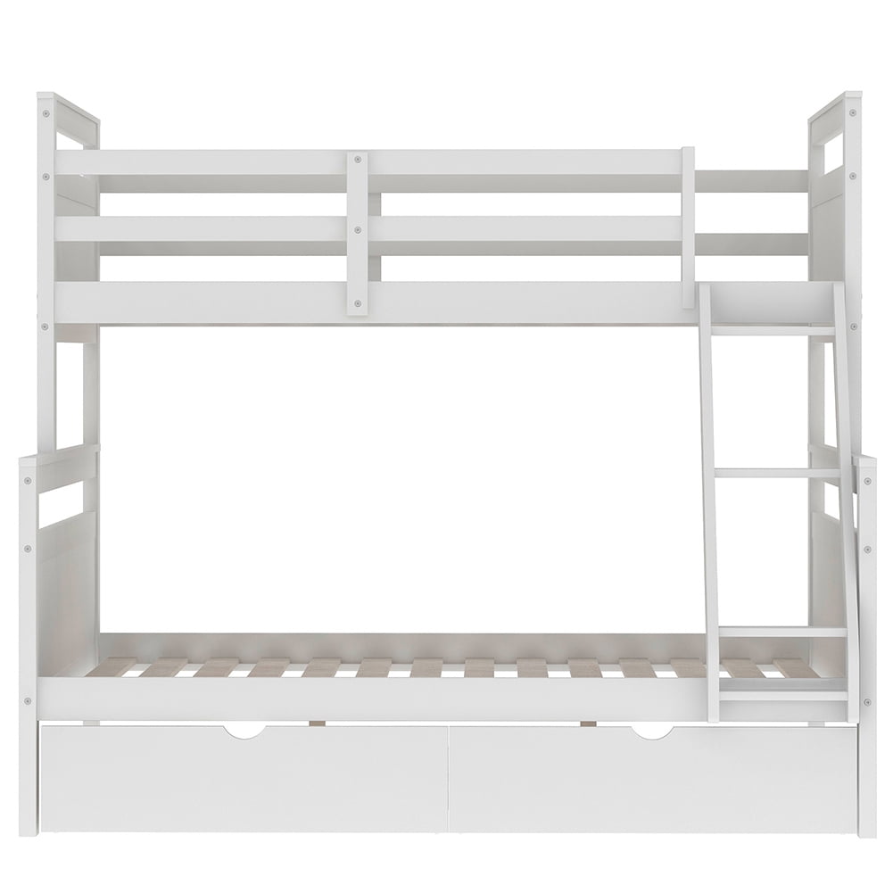 Kadyn Kids Bedroom Loft Bed with Storage Drawers, Can Be Split into Two Separate Beds, White Kadyn Kids Bedroom Loft Bed with Storage Drawers, Can Be Split into Two Separate Beds, White