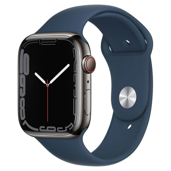 Restored Apple Watch Series 7 45mm GPS Cellular Graphite Stainless Steel Case - Abyss Blue Sport Band Like New