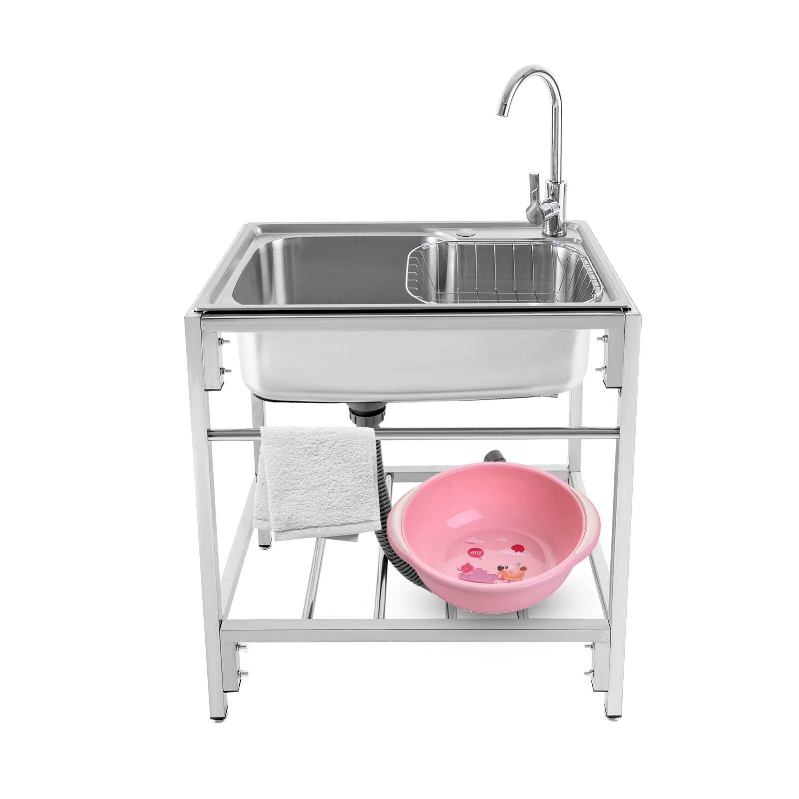 220.46lbs Capacity Commercial Stainless Steel Sink Outdoor Single-Bowl Utility Sinks Functional 26.7*17.3*29.5in for Kitchen, Bar, Restaurant