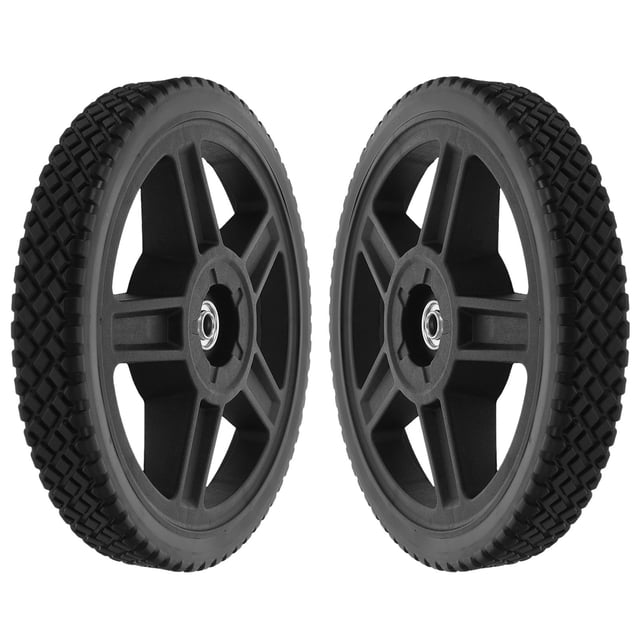 PAMINGONO 2 Pcs Roues de Tondeuse Poussée avec Pneus en PVC Résistants à l'Usure et Moyeu en PP pour Usage Extérieur